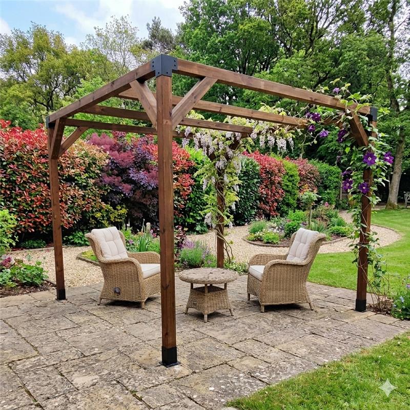 Kit Pergola Pin autoclave l/collé 90 x 90 -  Support à visser